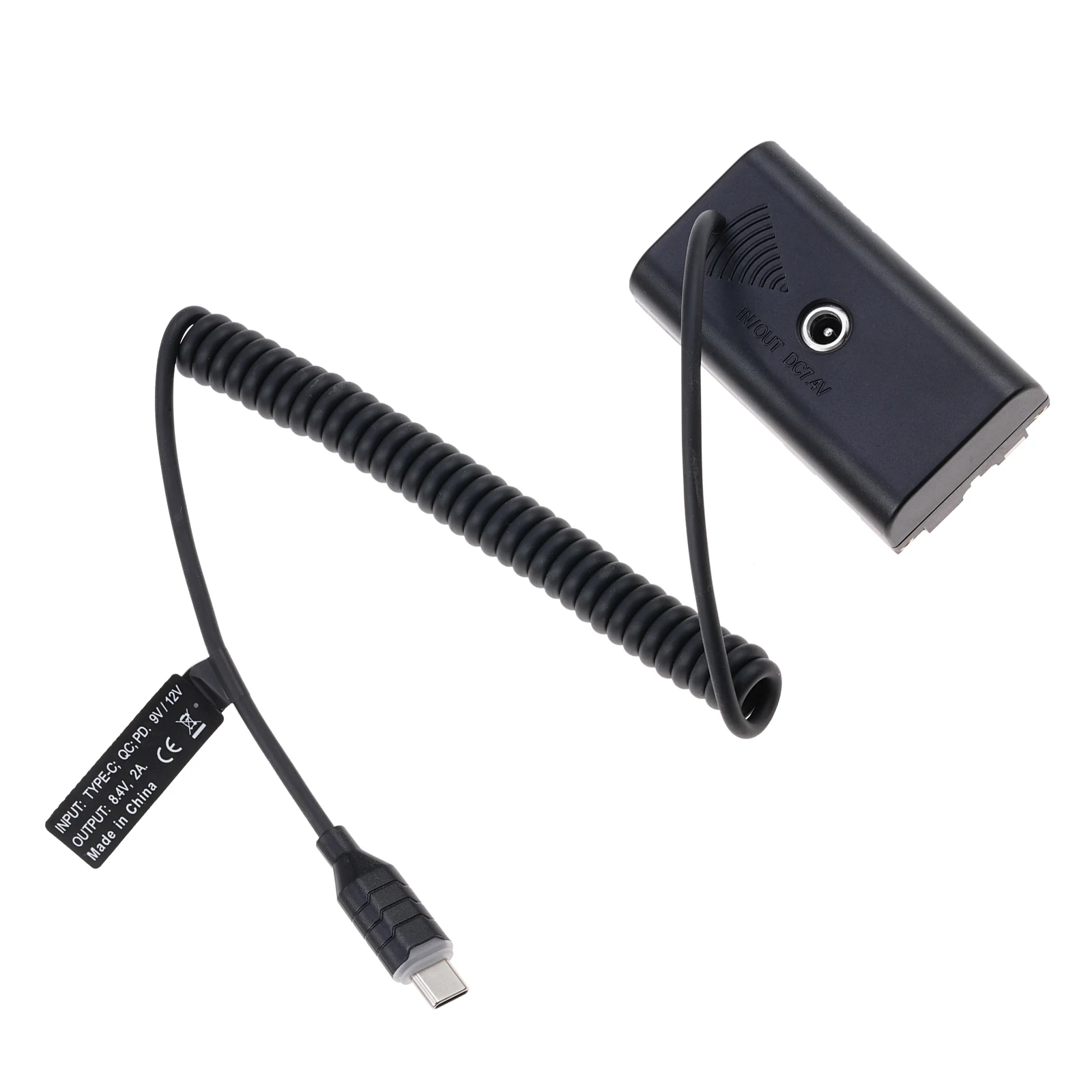 

NP-F550 Dummy Battery Virtual Battery + Type-C spring wire Cable 9V/3A 8.4V/3A 22AWG,OD3. 5mm Fotografica Photography Accessorie