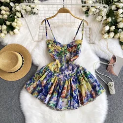 Sexy summer Slip puff Dress pleated sweet Chic Vintage Evening Party Club Women Chic Slim Pencil dresses