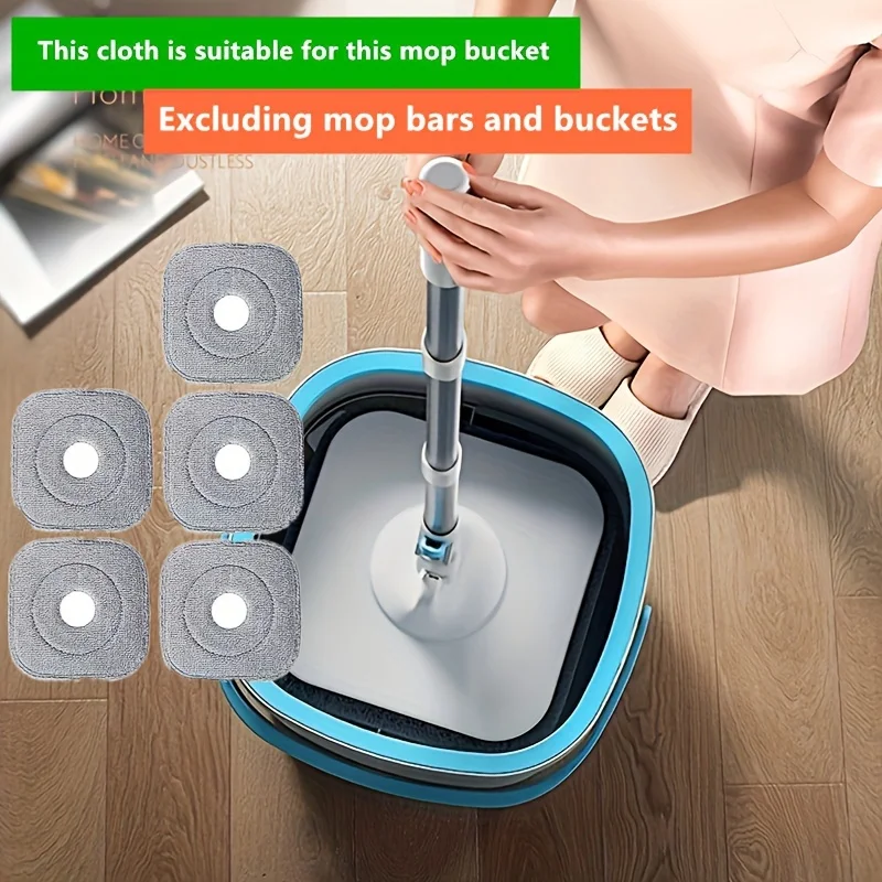 5pcs Mop Replacement Cloth Rotating Hand Free Mop Bucket Replace Cloth Flat Mop Cloth Strong Decontamination Cleaning Tools