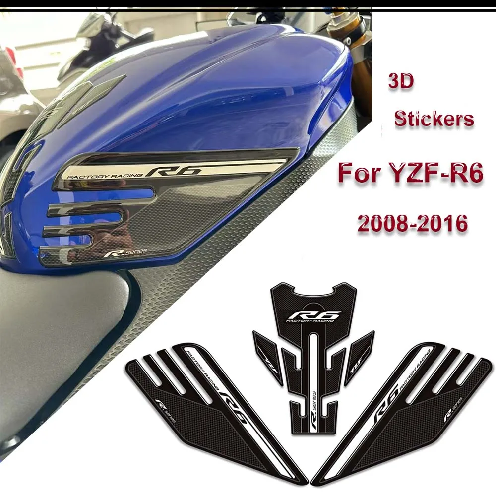 

For YAMAHA YZF-R6 YZF R6 YZFR6 2008-2016 Motorcycle Tank Pad Side Grips Gas Fuel Oil Kit Knee Protector Stickers Decals