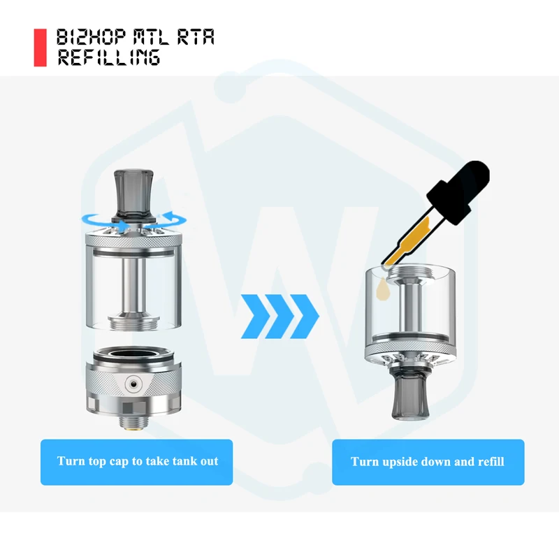 Autentyczny atomizer Bi2hop MTL RTA 22MM 2.0ML/4.0ML