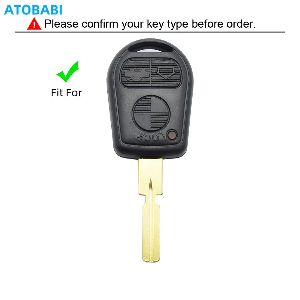 Leather Car Key Case For BMW E31 E32 E34 E36 E38 E39 E46 Z3 3 Buttons Remote Fob Cover Keychain Protector Bag Auto Accessories