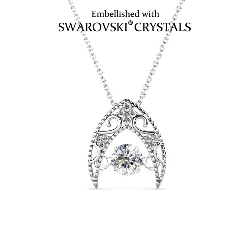 Daisini Crystals from Swarovski Iron Tower Pendant Necklace Hollow Out Desaign Women Girlfriend Birthday Quality Brass Jewelry