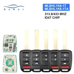 Dahai MLBHL1K6-1TA llave remota de coche para Honda Accord Civic City CRV HRV Fit Jazz 2/3/4 botones ID47 PCF7961 Chip 313,8/433MHZ