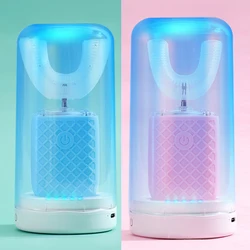 360Degrees Automatic Electric Sonic Toothbrush Rechargeable U Shape for Adults Kids Smart Tooth Brush Teeth Whitening Blue Light