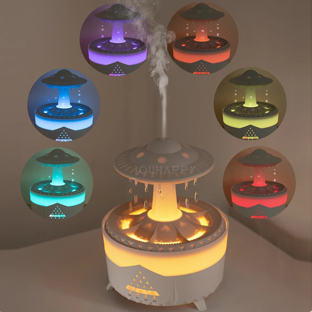 UFO Water Drop Humidifier Rain Cloud Air Humidifier Aromatherapy Essential Oils Aroma Diffuser Air Diffuser Mist Maker with Plug