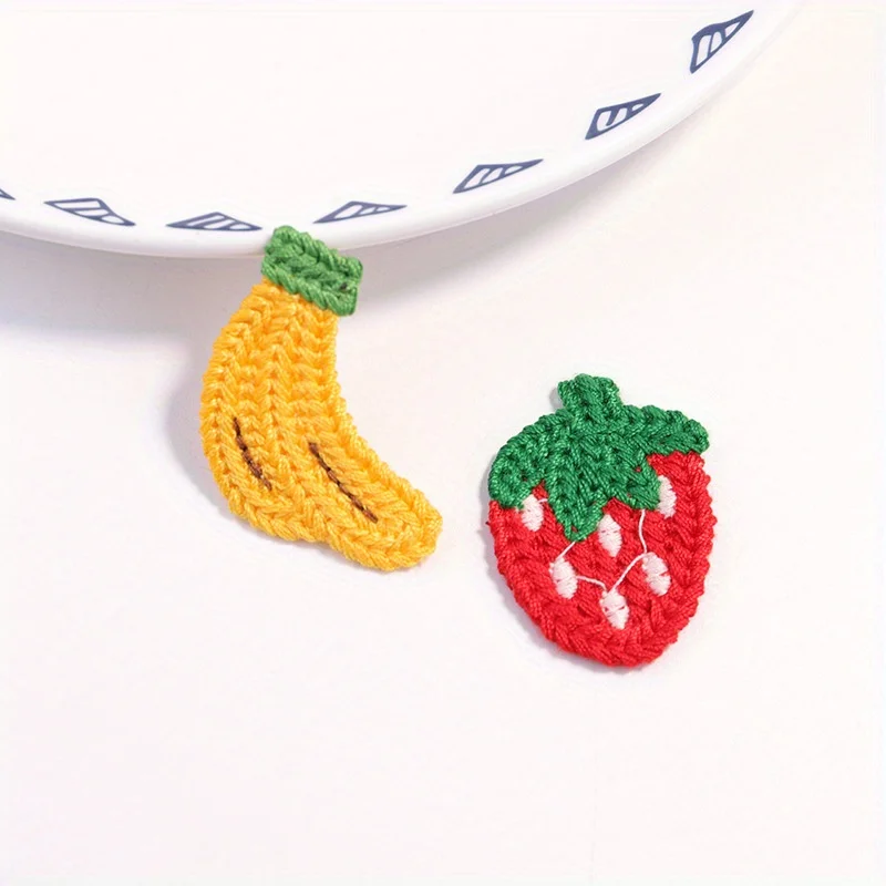 10PCS Lovely Fruit Embroidery Cloth Patch Lace Patch Hairpin Decorative Accessories Clothing Embroidery Decal DIY Color Fruit