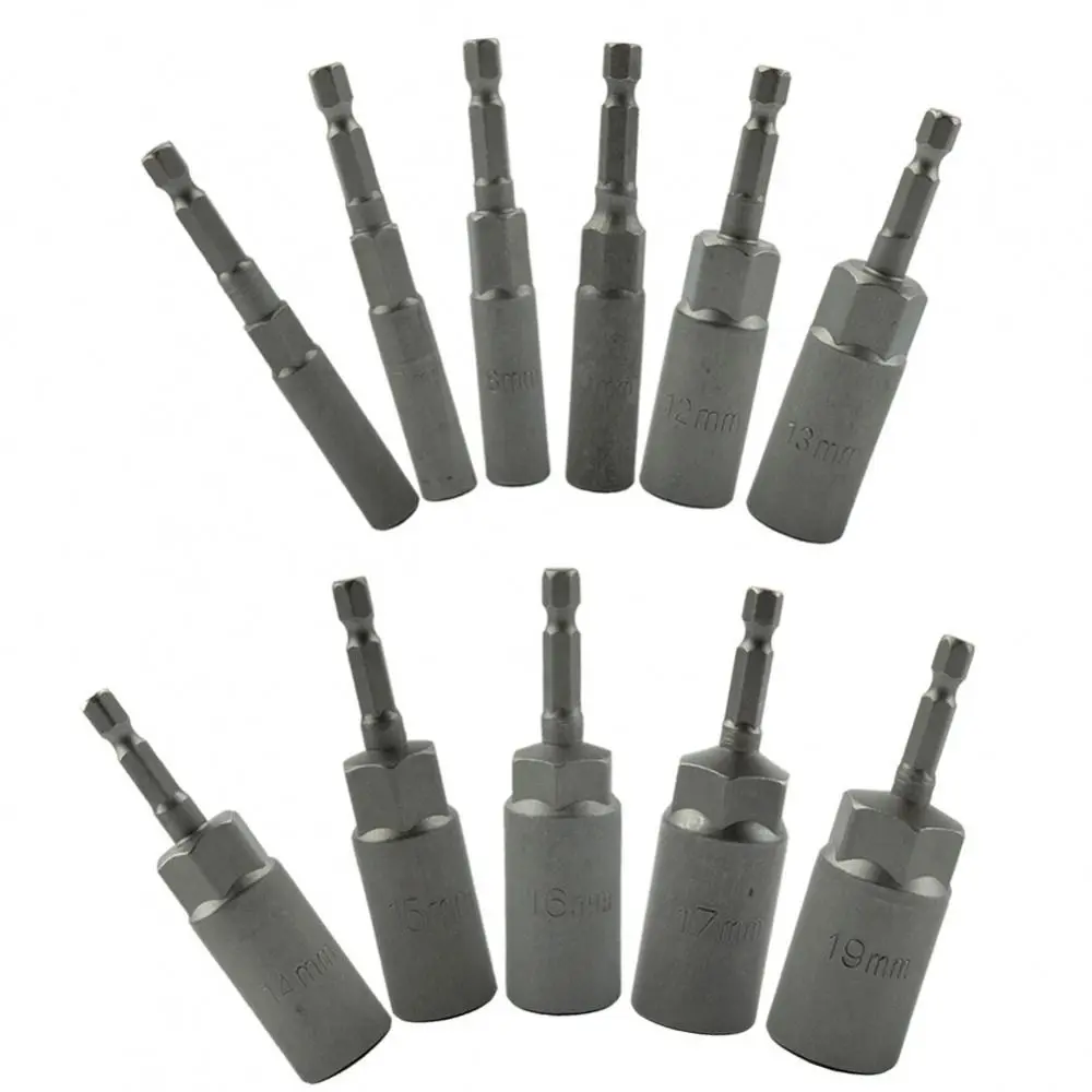 1Pcs Drive Socket Hex Socket Magnetic Nut Screwdriver 5.5-19mm Key Drill Bit Adapter Pneumatic Tool Accessory 1/4