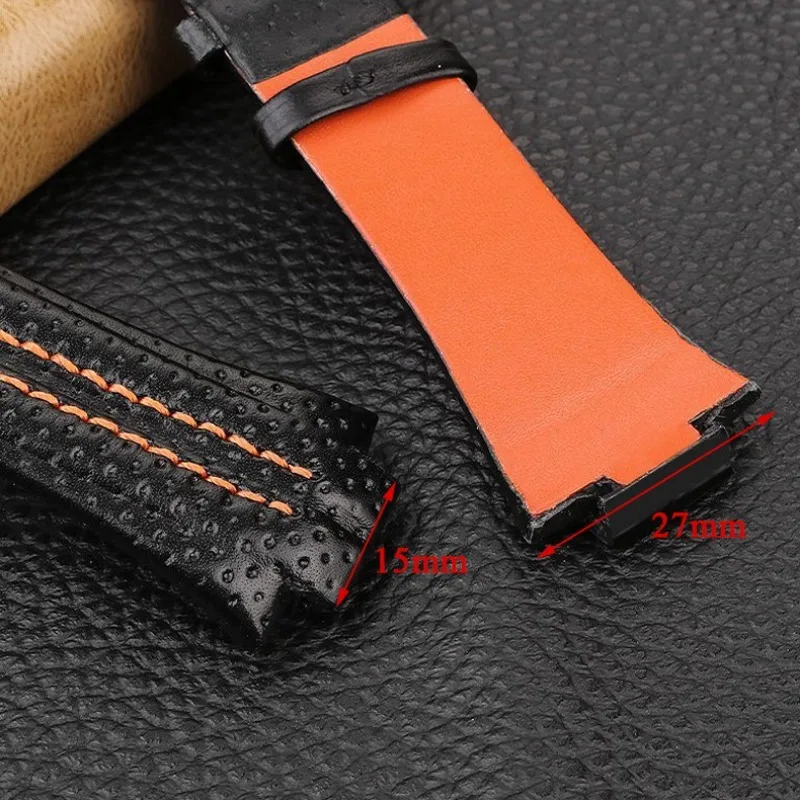 Genuine Leather Watch Straps for Seiko sportura SNL029P2 SNL021P1 SNA595P2 SNL017P1 Watchband 15X27MM Waterproof Sport Bracelet