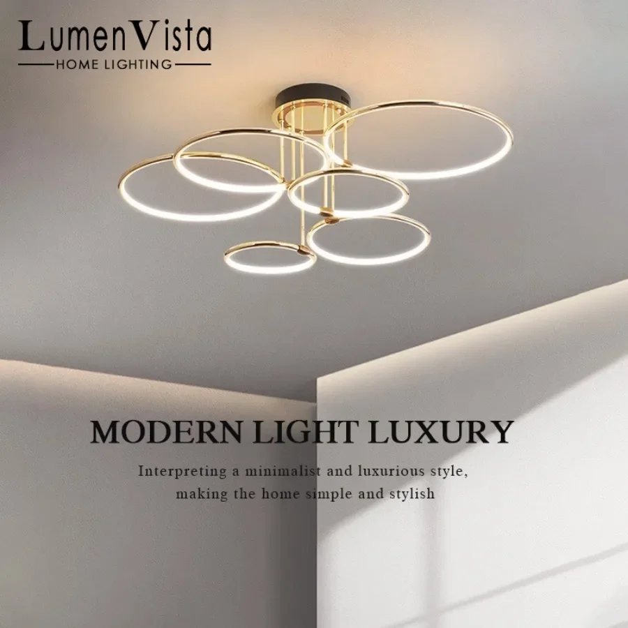 

Modern LED Ceiling Chandelier Gold-plated Remote Control Dimming Living Room Bar Dining Room Pendant Lamp Decorative Lighting