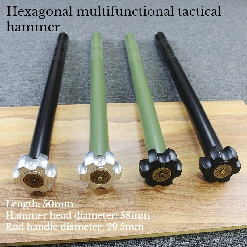 Hexagonal Handmade Bone Flower Tactical Hammer Multifunctional Outdoor Self-defense Vehicle Window Breaking Hand Tool