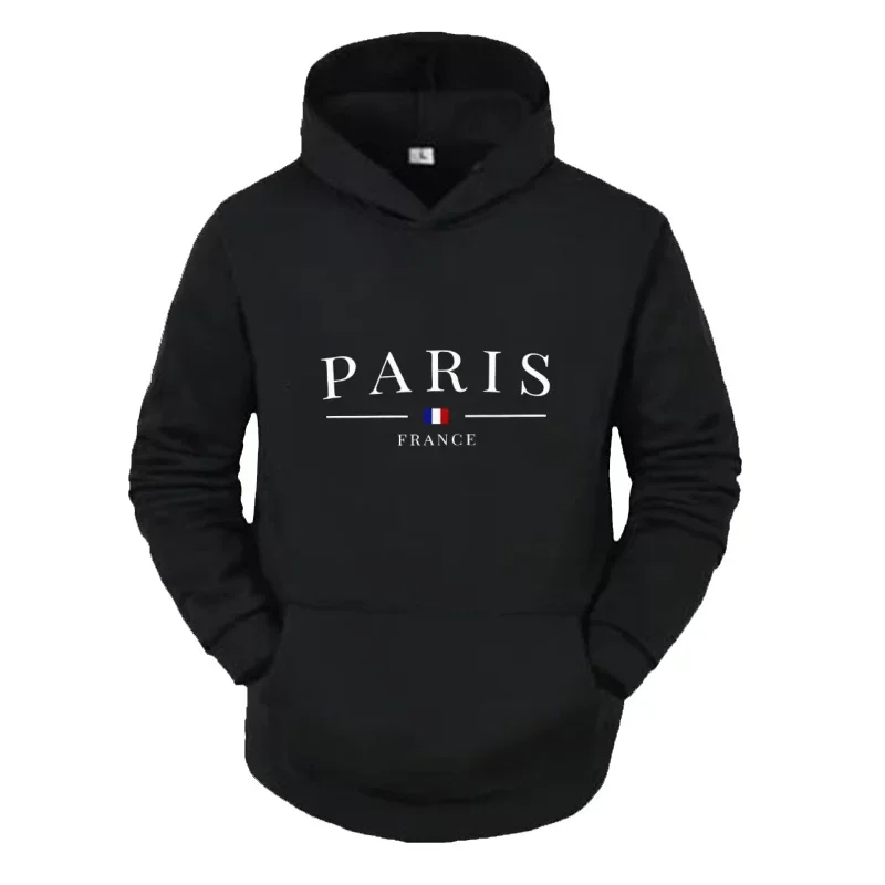 Hot 2026 New Casual Fashion High Quality Paris Pattern Printed Hoodie Multi functional Sports Shirt Men's Street Hoodie