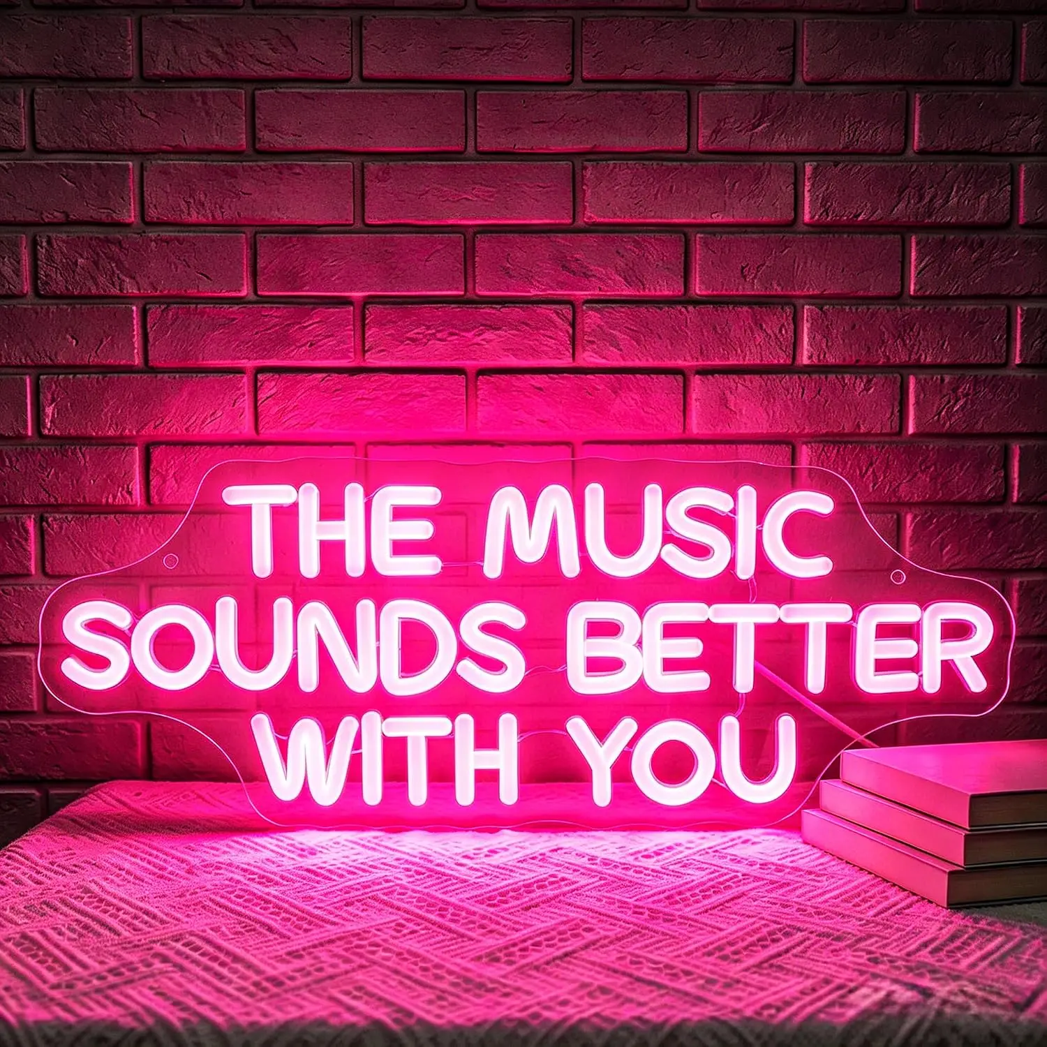 USB Neon Sign The Music Sounds Better With You LED Neon Light  Bedroom Wedding Bar Cafe Music Studio Home Wall Decor Gift