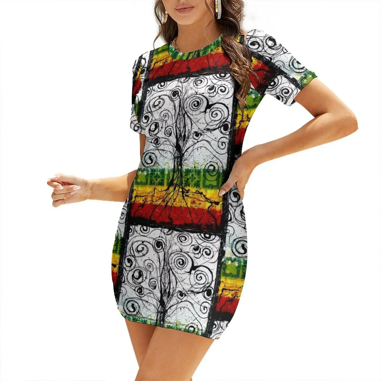 

Rasta Tree Short-Sleeved Dress Dresses gala women's summer jumpsuit african dresses for woman women dress Dress