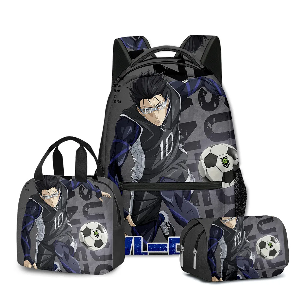 

Fashion Novelty K-Pop Cool BLUE LOCK 3D Printed 3pcs/Set Student School Bags Laptop Daypack Backpack Lunch bag Pencil Case