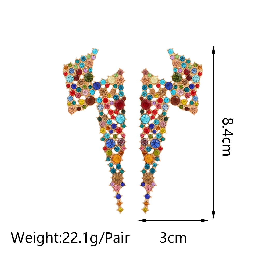 الاتجاه الجديد الفاخرة تصميم ملون كريستال البرق شكل القرط للنساء حفلة عطلة أنيقة اكسسوارات سحر فتاة مجوهرات
