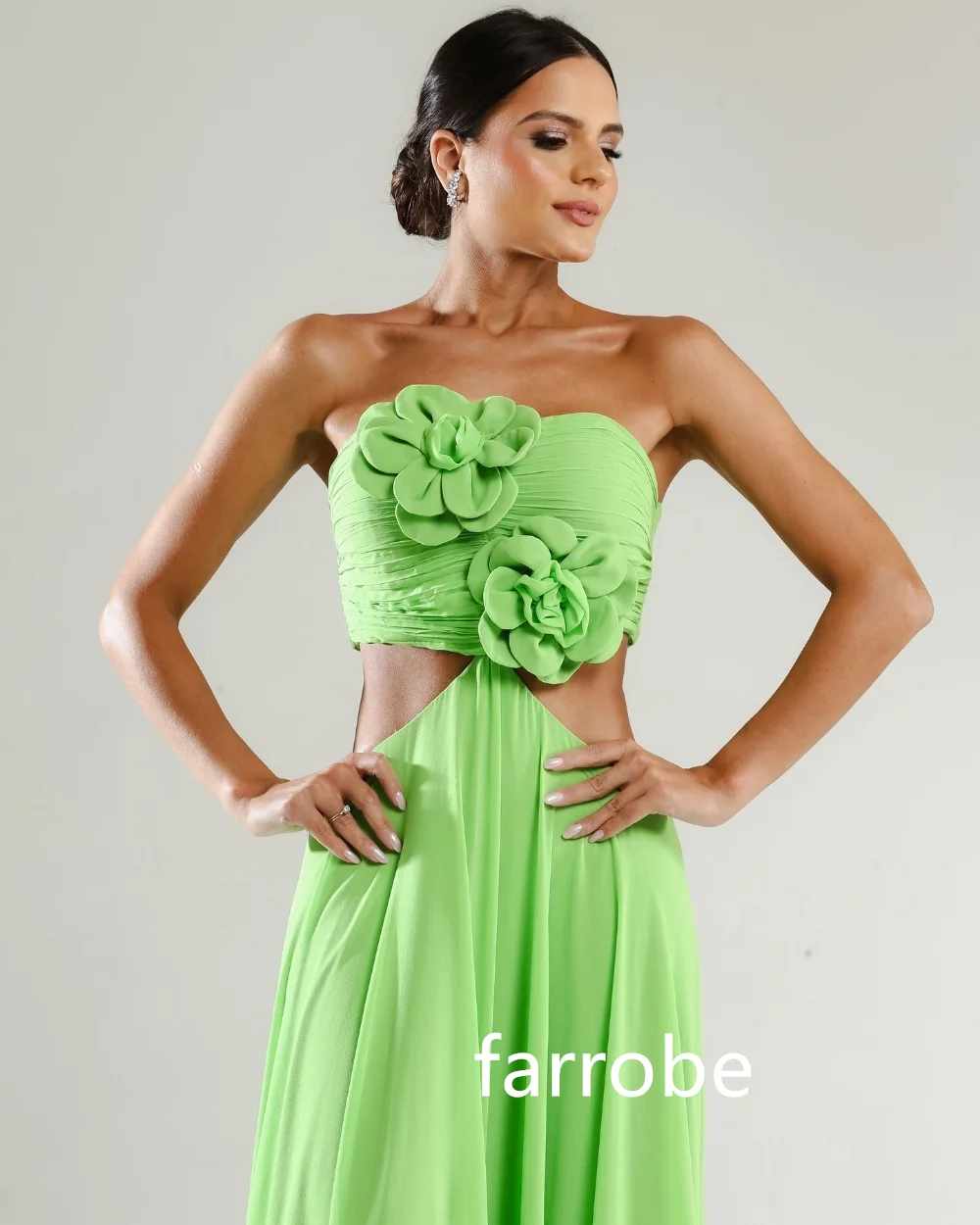 Customized Casual Jersey Pleat Flower A-line Strapless Long Dresses Cocktail Dresses Classic Exquisite Modern Style Pastrol Unis