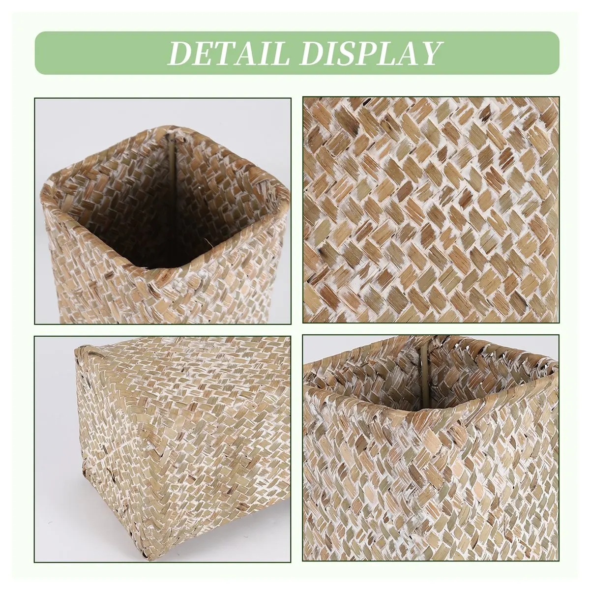 newyear828 Rattan Flower Vase Bamboo Baskets Decoration Vases Flower Fruit Basket Flower Vase Tall Vases for Home Decor White