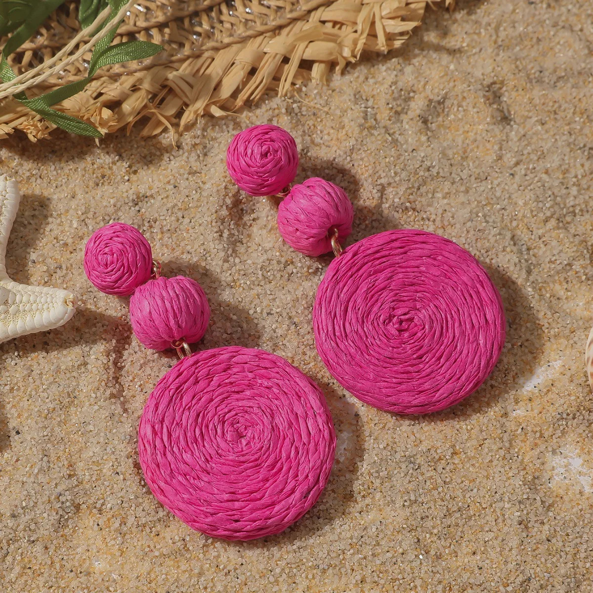 Lifefontier Bohemian Handgemachte Rattan Stricken Runde Tropfen Ohrringe Für Frauen Mädchen Neue Design Ball Strand Party Schmuck Großhandel