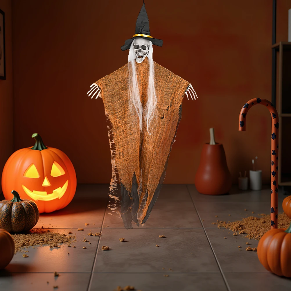 

2pcs Hanging Ghost Skeleton Decor Halloween Hanging Decorations for Haunted House Props Scary Yard Decor Easy to Hang