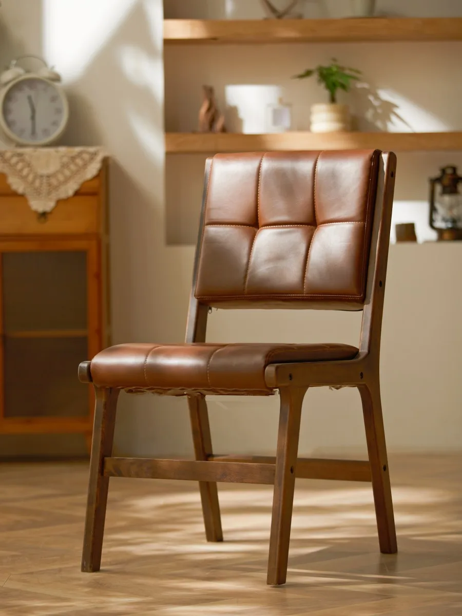 

Modern Solid Wood Dining Chair Minimalist Upholstered Seat Nordic Backrest Chair for Hotel Desk Living Room or Study Room