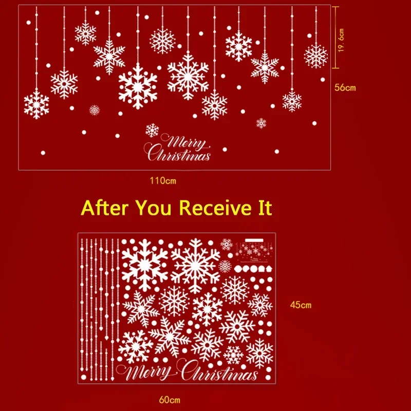 White Snow Christmas Vinyl Wall Sticker DIY New Year Party Wall Art Decal Snowflake Wallpaper Showcase Window Sticker Home Decor
