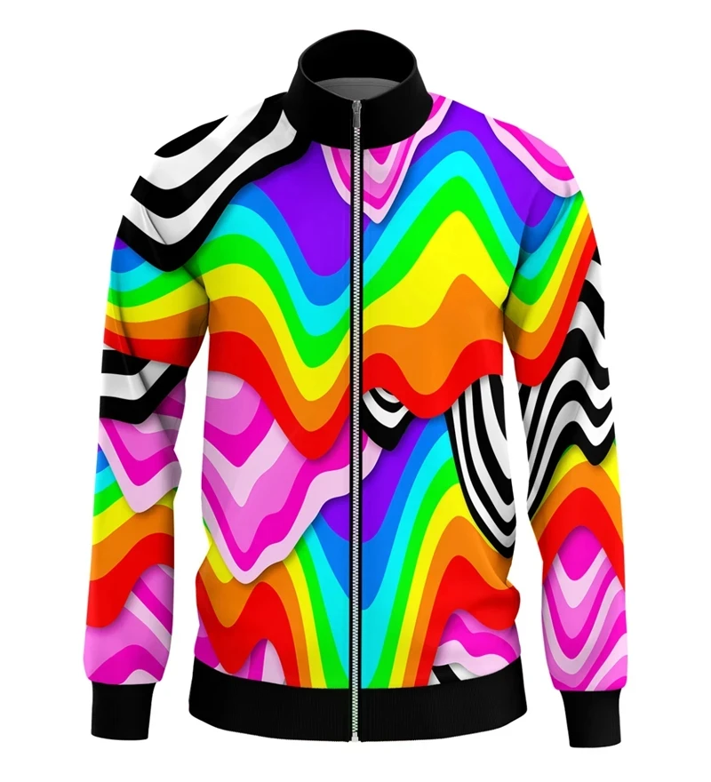 Colorful Abstract Pattern Print Zipper Hoodies Sweatshirts For Men 3D Printed Casual Jacket Clothing Fashion Unisex Coat Tops