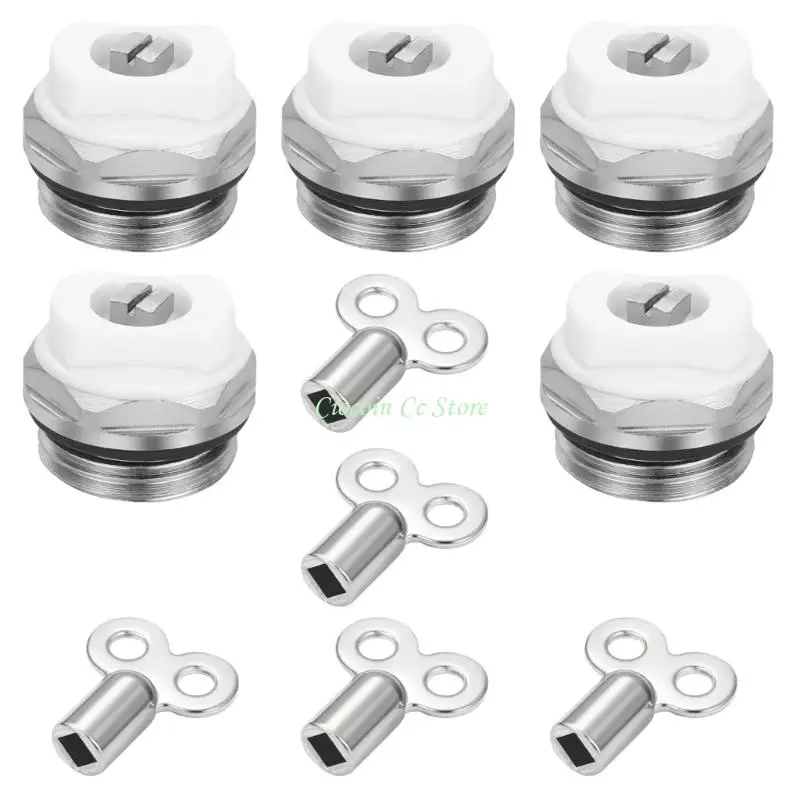 

X90F 5Pcs Screw Radiator Air Valves Safety Bleeder Replacement 1/2inch Radiator Bleed Valves Heating Radiator Accessory