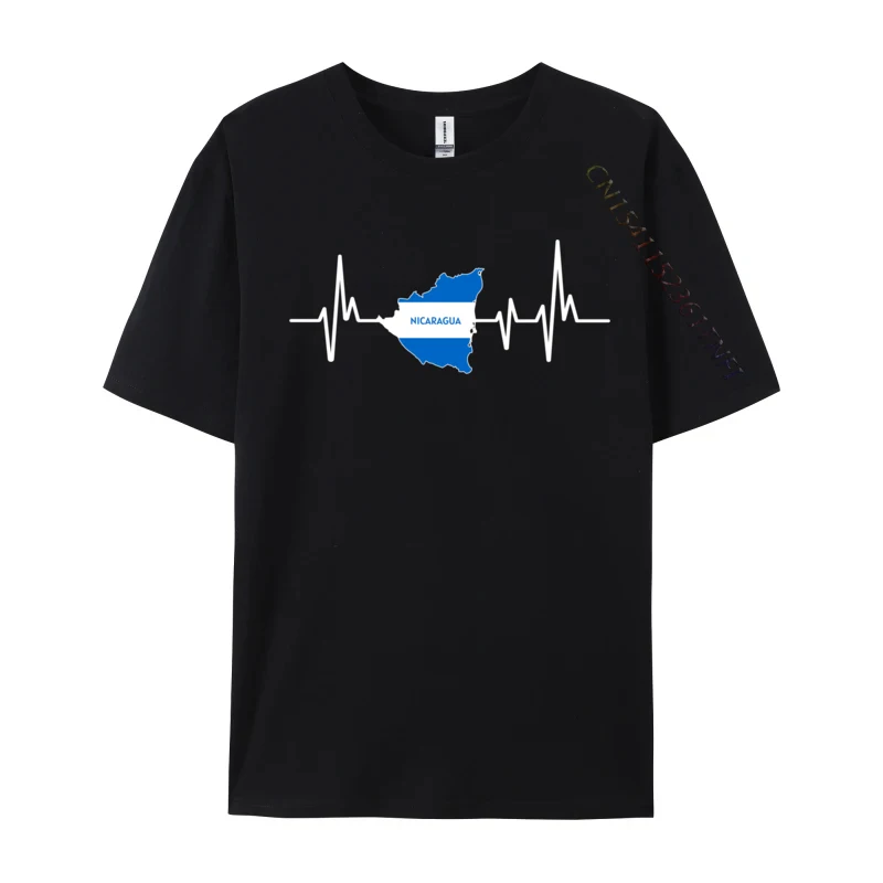 Heartbeat Design Nicaraguan Flag Nicaragua Family T Shirt Summer 2024 New Fashion Cotton Tops Shirt Printed Tshirts For Men