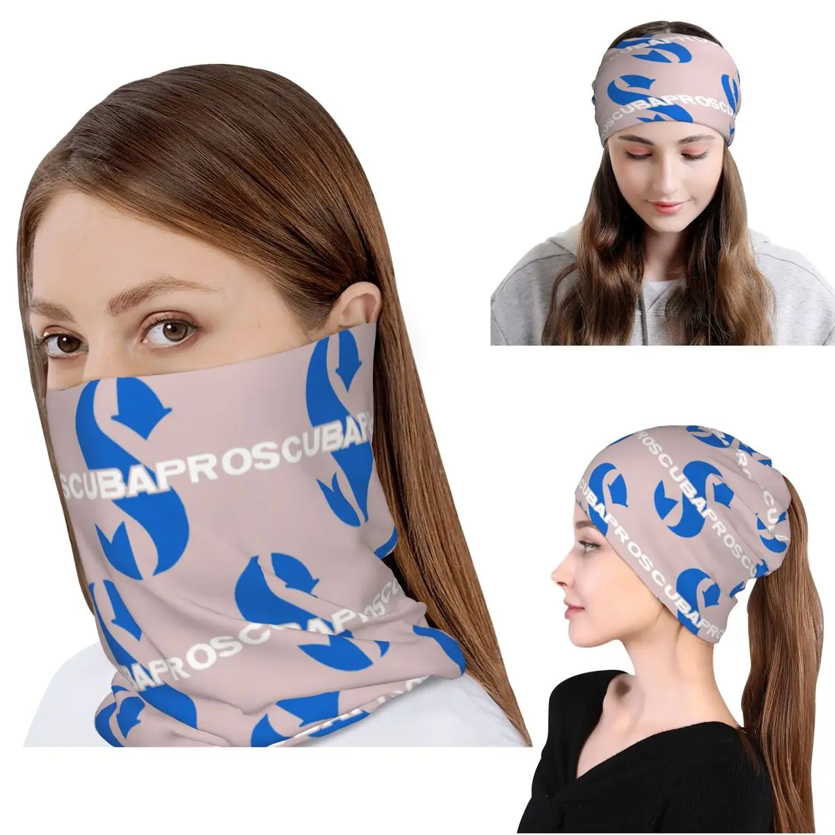 Bandana com Logo Scubapros para Mergulho, Cobertura de Pescoço, Máscara, Lenço Multiuso, Lenço para Ciclismo, Gorro para Homens e Mulheres Adultos, Lavável