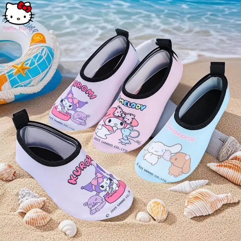

Sanrio Kids Anime Beach Shoes Kuromi Water Park Girls' Kawaii Cartoon Sandals Swimming Diving Quick Drying Fashion Beach Socks