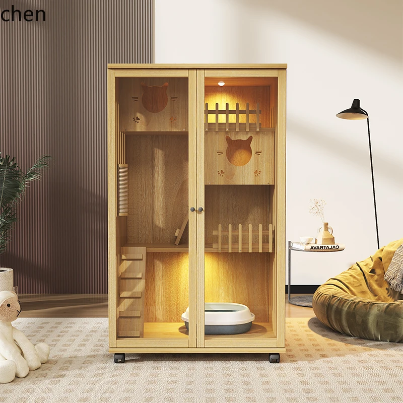 

LXC cat cage solid wood villa cat house household indoor house cat nest cabinet