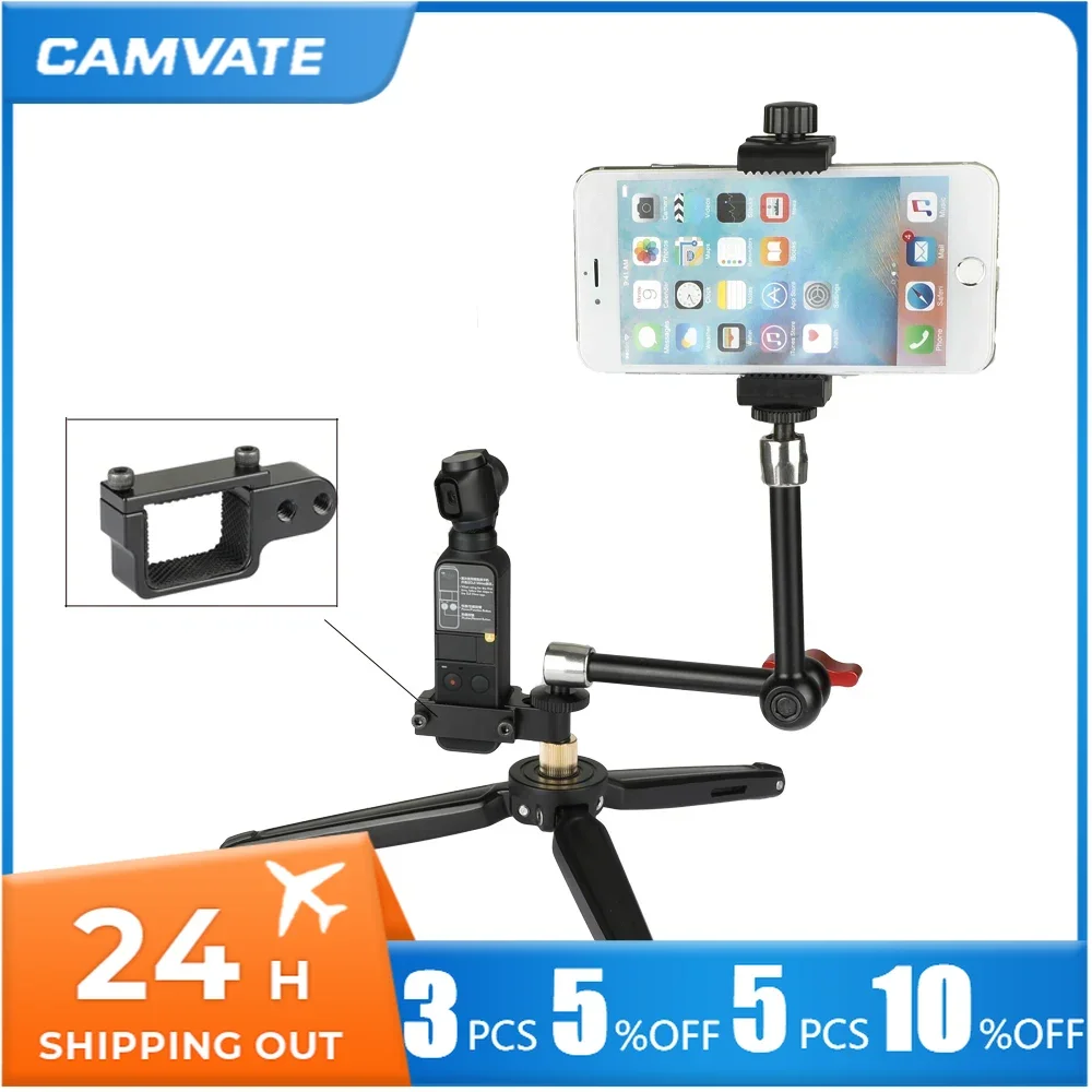CAMVATE دعم قوس ل DJI oomo جيب كاميرا تمديد الإعداد مع 1/4 '-20 و 3/8 ''-16 الخيوط ثقوب ل ترايبود صغير