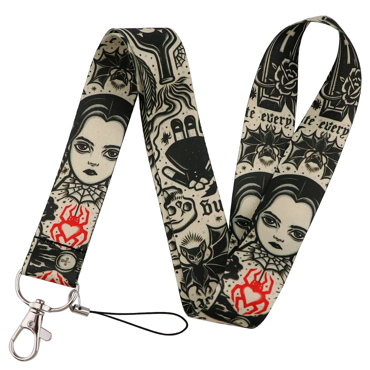 Wednesday Halloween Horror Movie Lanyards Phone Rope Badge Holder Neck Straps Set ID Card Bus Card Lanyards Fashion Accessories