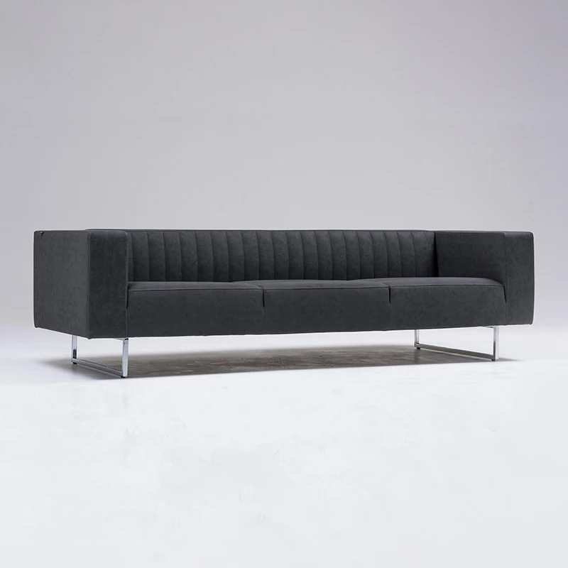 Commerical Beauty Salon Metal Leg Modern Office Waiting Sofa Set Leather Salon Waiting Chairs