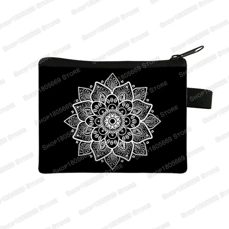 Hand of Fatima Coin Purse Turkish Blue Evil Eye Coin Bags Mandala Flower Money Bag Earphone ID Credit Card Key Small Wallet Gift
