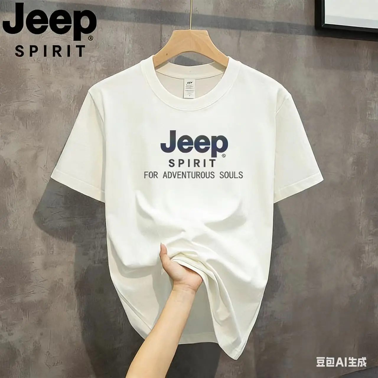 JEEP Summer 100 cotton short-sleeved T-shirt for men, Korean style, round neck, loose, large-sized printed, versatile T-shirt ba
