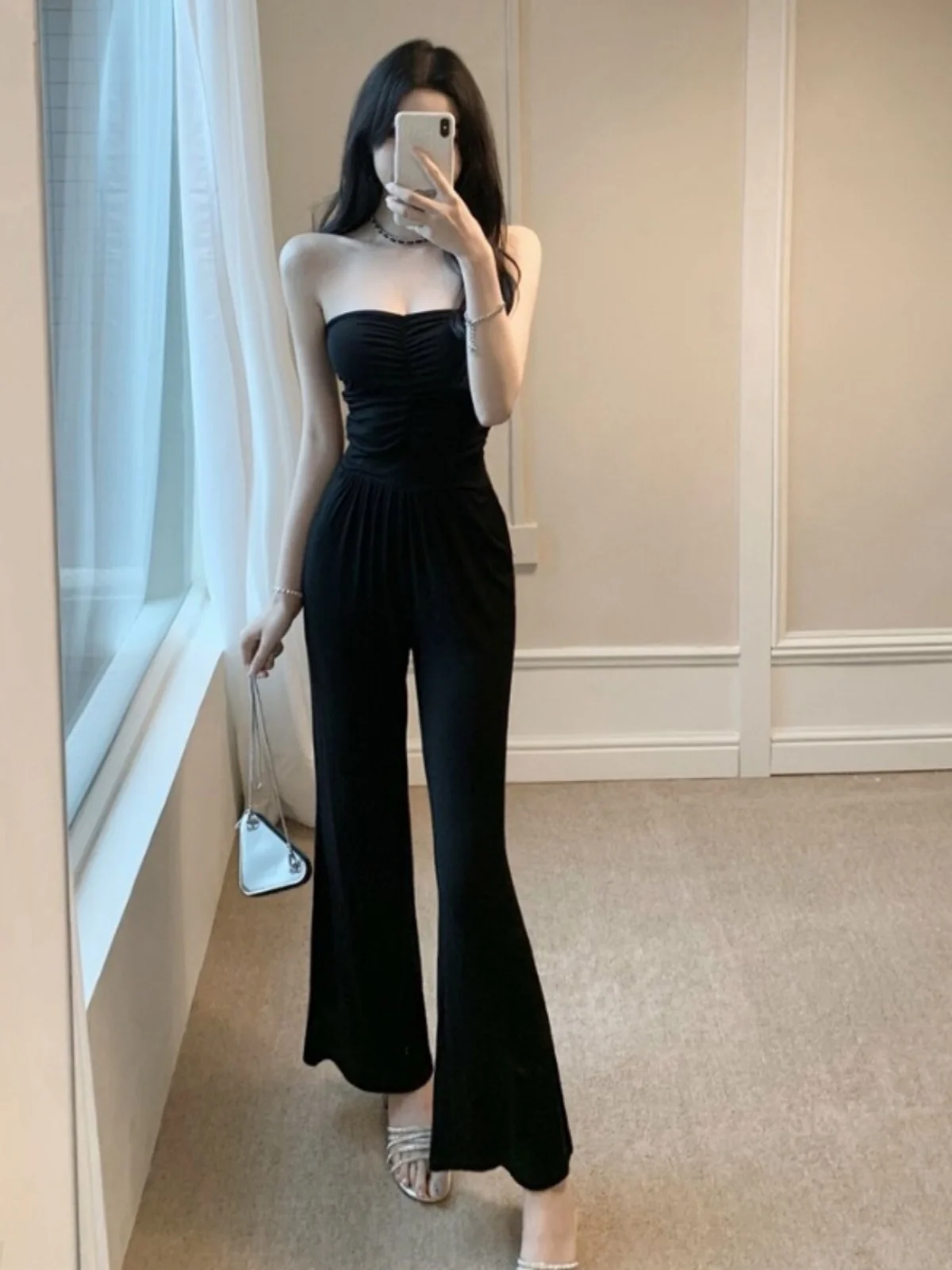 

Ele Bla-Piece Pants for Women Sexy Spicy Girl Wide Leg Strapl Loose Dring Gown Commute Sle High Waist Long ...