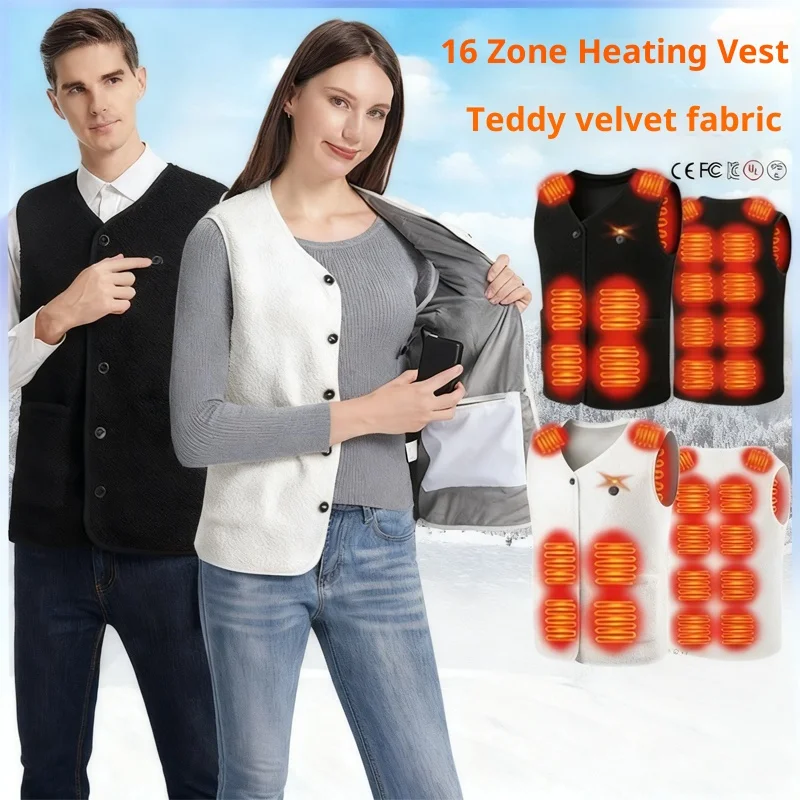 

New Autumn Winter Heated Vest V-Neck Unisex USB Powered Intelligent Constant Temperature Heating Clothing Motorcycle Rider Vest