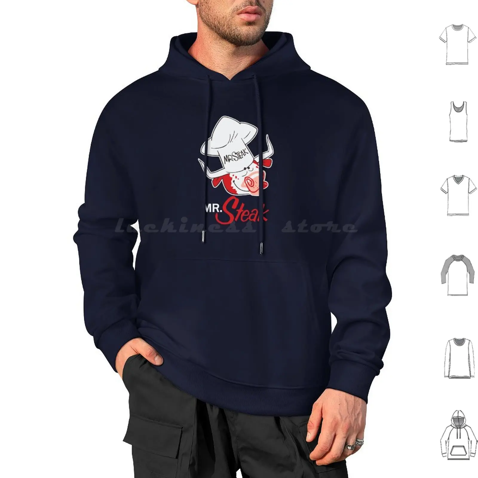 Mr. Steak Hoodies Long Sleeve Mr Steak Restaurant Steak Cow Wisconsin Illinois Chicago