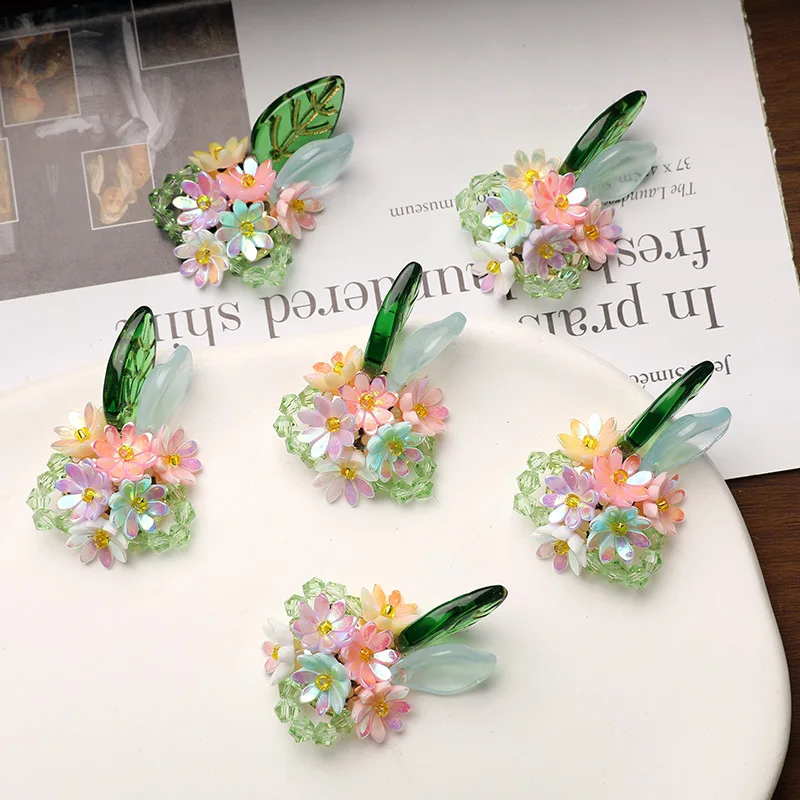 Shoe Charms Fresh Green Leaf Colorful Floral Clusters DIY Resin Multicolor Small Lightweight for Clog Sandals Jelly Shoes Summer