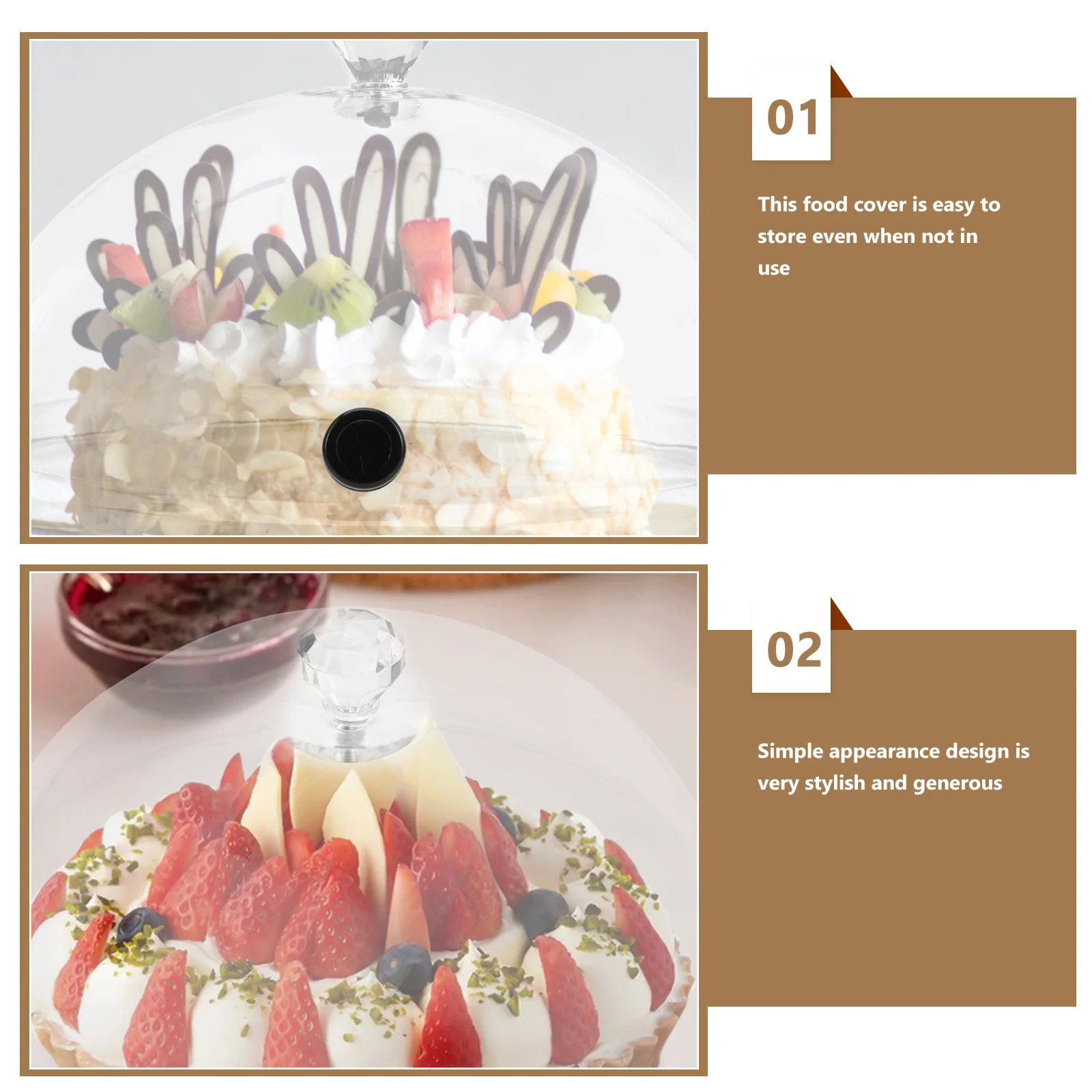 

Reusable Plastic Dome Clear Cake Cover for Food Display Transparent Protection from Dust Smoke Baking Kitchen Storage Accessory