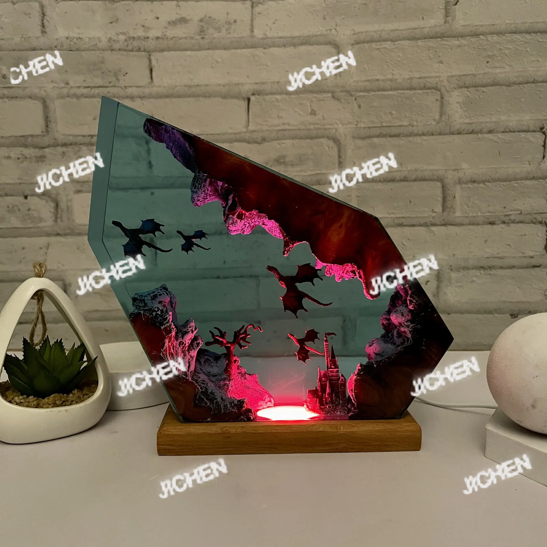 

Лампа из смолы огненного дракона и льда, 3D настольная лампа, игра престолов, освещение дракона, домашний декор