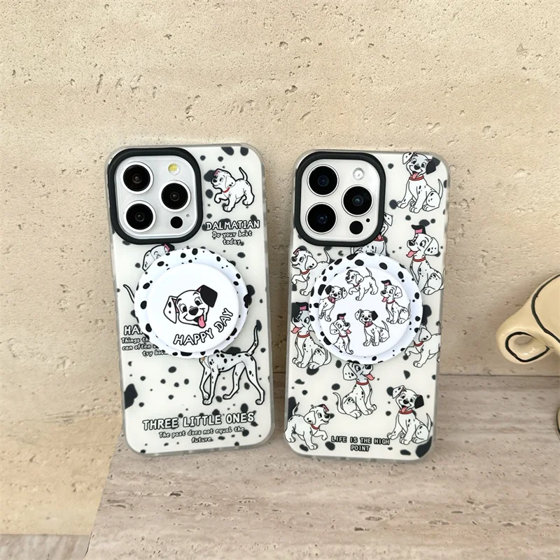

Funny Cartoon Cute Dalmatian Magsafe Wireless Charge Case For iPhone 13 14 15 16 Pro Max Korean Lovely Pet Dog Magnetic Holder