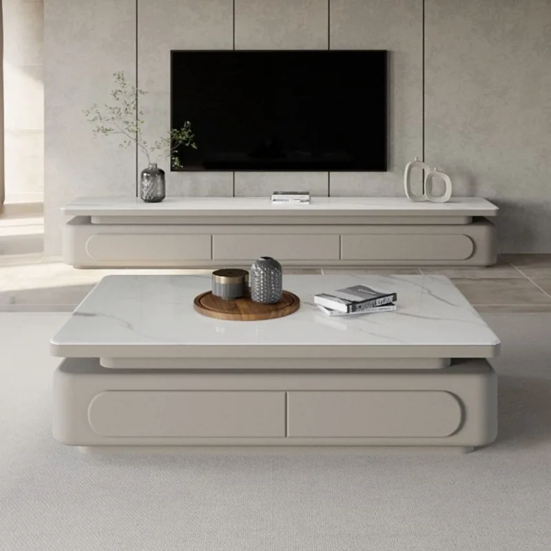 Light luxury new microcrystalline rock slab coffee table TV cabinet combination simple modern small apartment living room