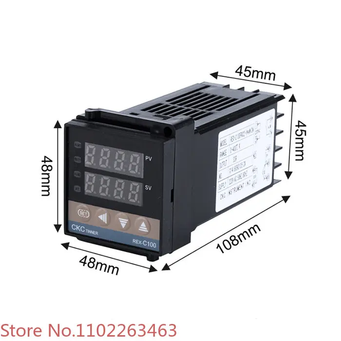 REX-C100 Digital PID Temperature Controller REX C100 40DA Relay SSR Output Thermostat Kit with K Thermocouple Probe Heat Sink