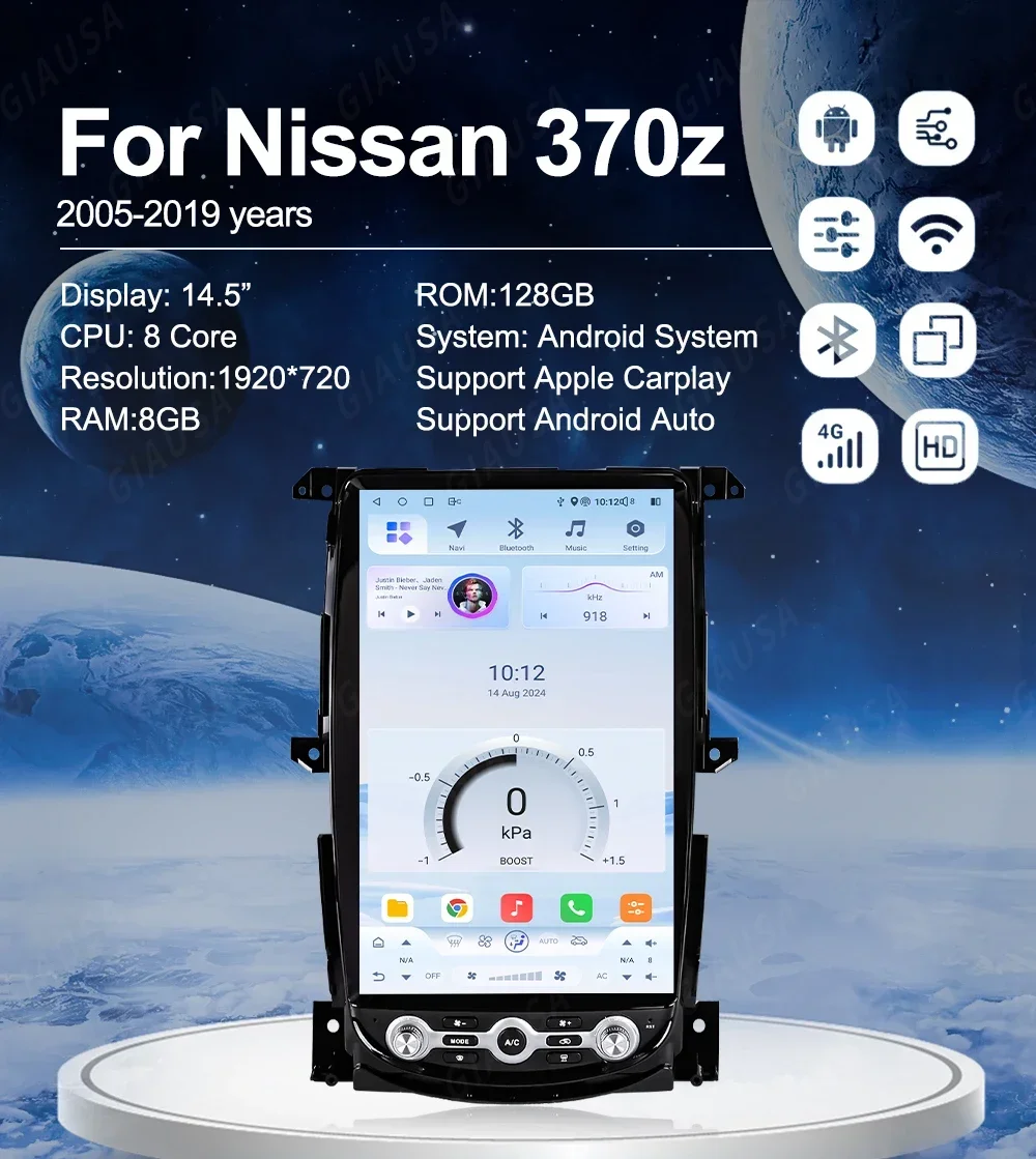 

Q 14,5 " Qualcomm для Nissan 370z 2008-2019 Android Carplay автомобильный радиоприемник стерео автомобильный мультимедийный плеер GPS-навигация HeadUnit