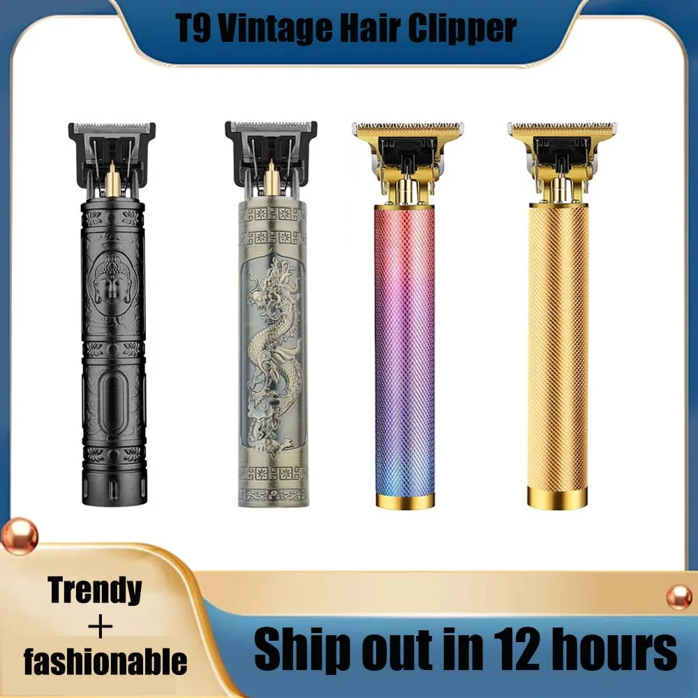 T9 Vintage Hair Trimmer USB Fast Charging Hair Cutting Machine Electric Hair Clipper Portable Shaver Barber Professional Barber