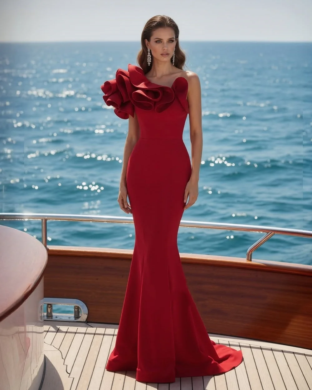 

Customized High Quality Elegant Jersey Ruched Pleat Mermaid One-shoulder Long Dresses Bespoke Occasion Dresses Modern Style Sexy
