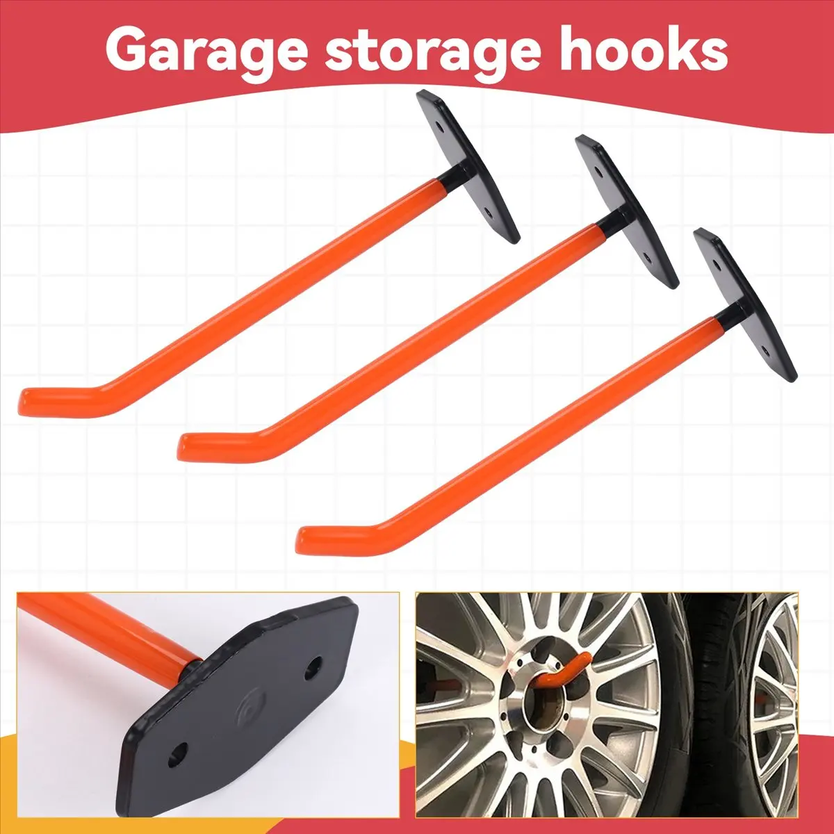 

(AD10) 4 шт. Настенные крючки для гаража, сверхмощные, система хранения шин с противоскользящим покрытием, для подвешивания тяжелых инструментов, велосипедов, инструментов